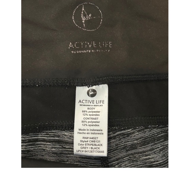 Active Life by Reflex Women's Black Grey Stripe Capri Leggings Size M - Picture 3 of 3